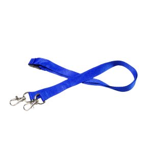 Plain Blue Double Clip Lanyards