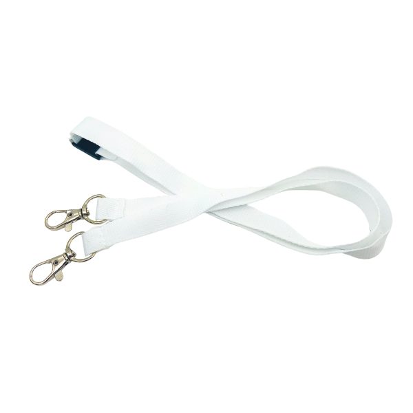 Plain White Double Clip Lanyards